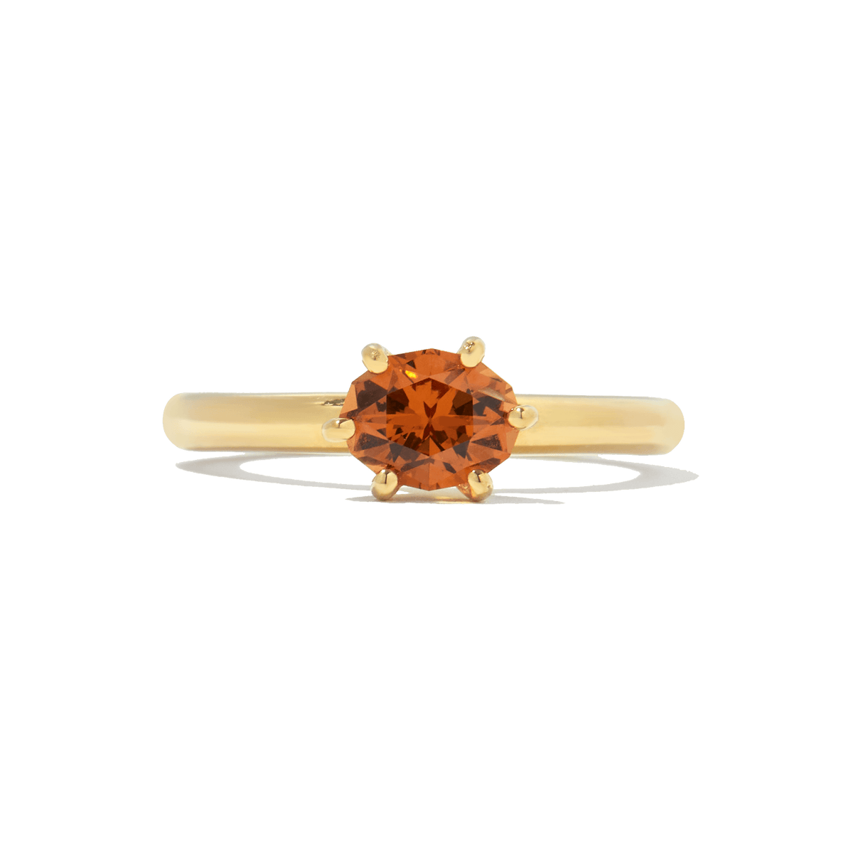 Orange Spessartine Garnet recycled gold solitaire ring